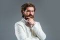 Well groomed hipster public figure man white suit, fashion designer concept