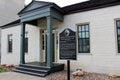 Well-kept exterior with welcoming sign describing what`s inside, Joseph and Susanna Dickinson Museum, Austin,Texas, 2018