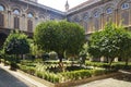 Courtyard with trees and a fountain in the Doria Pamphili Gallery