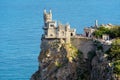 The well known castle Swallow`s Nest on rock in Crimea