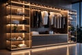 Well-Lit and Neatly Arranged Contemporary Wardrobe. AI