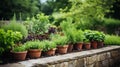 Well maintained herb garden with diverse plants