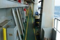 Well maintained main deck of the container vessel on the starboard side.