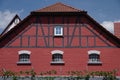 Well maintained old brick barn with truss Royalty Free Stock Photo