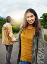 Well never go separate ways. a beautiful young woman holding on to her boyfriends hand. Royalty Free Stock Photo