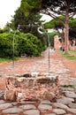 Well on old roman stony street at Ostia Antica - Rome Royalty Free Stock Photo