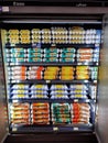 Well organised tidy display of DHA omega 3 enriched fresh eggs
