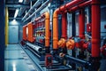 Well-organized commercial plumbing system. Heating thermoregulation system