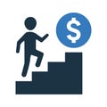 Business steps, education upstairs icon. Vector graphics