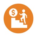 Business steps, education upstairs icon. Orange version