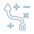 Business Planning blue outline icon, strategy, tactics, account of money