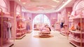 A well-organized girls\' shop with age-appropriate clothing and toys