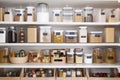 a well-organized pantry, with labeled and neatly arranged shelves