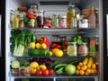 A well - organized refrigerator filled with nutritious foods that encourages healthy meal planning