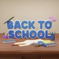 Study table arranged with educational items back to school Royalty Free Stock Photo
