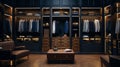 A well-organized walk-in closet with a wide variety of stylish clothes and accessories neatly displayed