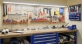 Well-organized workshop with various tools and materials for projects and repairs Royalty Free Stock Photo