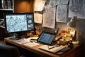 A well-organized workspace filled with sketches, tablets, and 3D printed prototypes highlights the creativity in 3D design. Tools Royalty Free Stock Photo