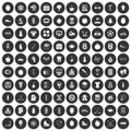 100 well person icons set black circle Royalty Free Stock Photo