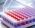 96 well plate with samples for biological analysis. Royalty Free Stock Photo