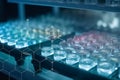 96 well plate with samples for biological analysis. Microplate for biomedical research and biologic test. Generative AI Royalty Free Stock Photo