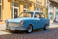Well preserved car Trabant from GDR production in the old town of Wittenberg Royalty Free Stock Photo