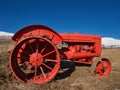 A well preserved oldtimer tractor on the field Royalty Free Stock Photo