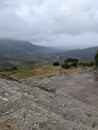 Well preserved ruins of an ancient Greek theater at Segesta in Sicily. Royalty Free Stock Photo