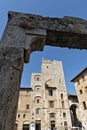 Well in the square of the cistern in San Gimignano Siena Tuscany Royalty Free Stock Photo