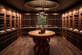 well-stocked wine cellar in a luxury home, with rows of wine bottles, tasting area, and elegant storage displays. Generative AI Royalty Free Stock Photo