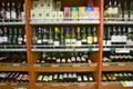 Well stocked wine shelf in grocery store in Zululand South Africa