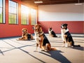 Dogs in obedience class
