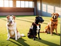 Dogs in obedience class