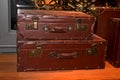 Well-Traveled Vintage Suitcase Royalty Free Stock Photo