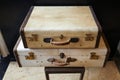 Well-traveled vintage suitcase Royalty Free Stock Photo