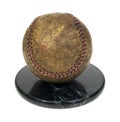 Well used baseball on granite base Royalty Free Stock Photo