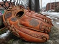 A well-used catcher's mitt ready for baseball season Royalty Free Stock Photo