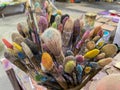 Well used colorful collection of brushes Royalty Free Stock Photo