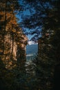 Well-worn hiking trail in Squamish, Canada, highlighted by a stunning golden sunset Royalty Free Stock Photo