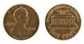 A well worn one cent coin with Lincoln Royalty Free Stock Photo