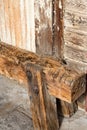 Old wooden sidewalk bench, details Royalty Free Stock Photo