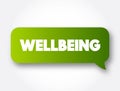 Wellbeing - complex combination of a person`s physical, mental, emotional and social health factors, text concept message bubble Royalty Free Stock Photo