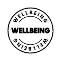 Wellbeing - complex combination of a person`s physical, mental, emotional and social health factors, text concept stamp Royalty Free Stock Photo