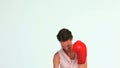 Welldressed woman boxing
