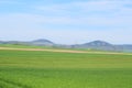 Welling, Germany - 05 09 2021: green spring landscape in the Eifel with twin volcanos Royalty Free Stock Photo