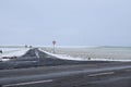 road intersection with the main road to Welling in winter Royalty Free Stock Photo
