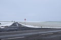 road intersection with the main road to Welling in winter