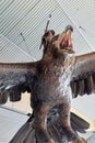 Wellington, New Zealand, September 2018: Wellington airport, closeup of Gandalf on the eagle sculpture