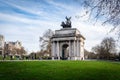 Crowds visit Wellington Arch in Central London England Royalty Free Stock Photo