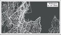 Wellington New Zealand City Map in Retro Style. Outline Map.